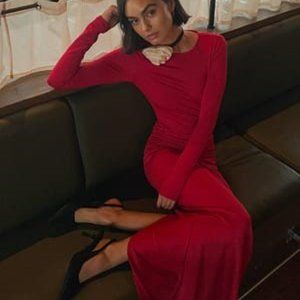 NA-KD Red Long Sleeve Maxi Dress